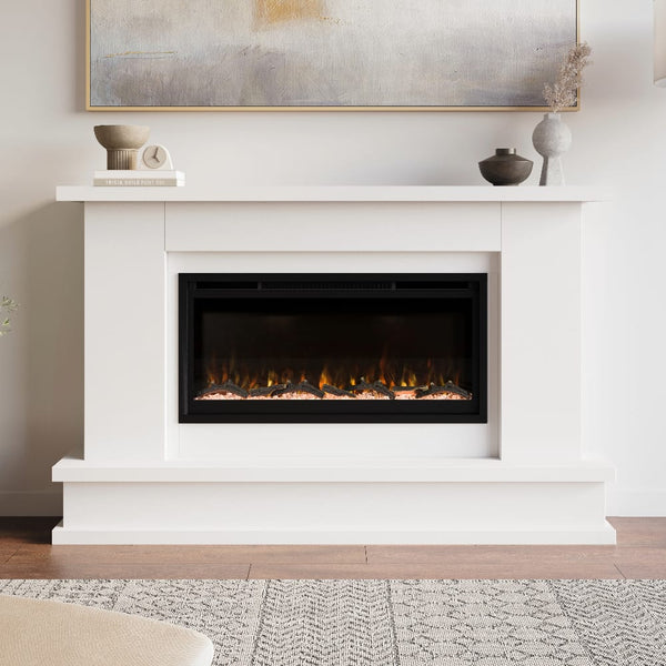 Modern Ember Patton Venetian Electric Fireplace Mantel Package
