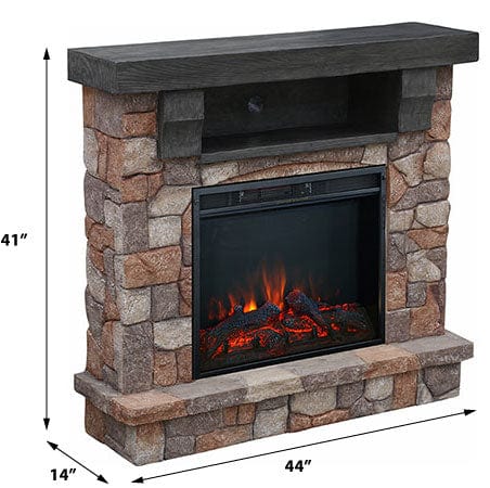 Kinkaid Electric Fireplace Media Cabinet in Stone – Electric Fireplaces  Direct