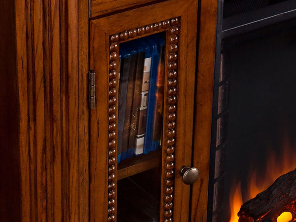 Atkinson Infrared Electric Fireplace Media Console in Rich Brown