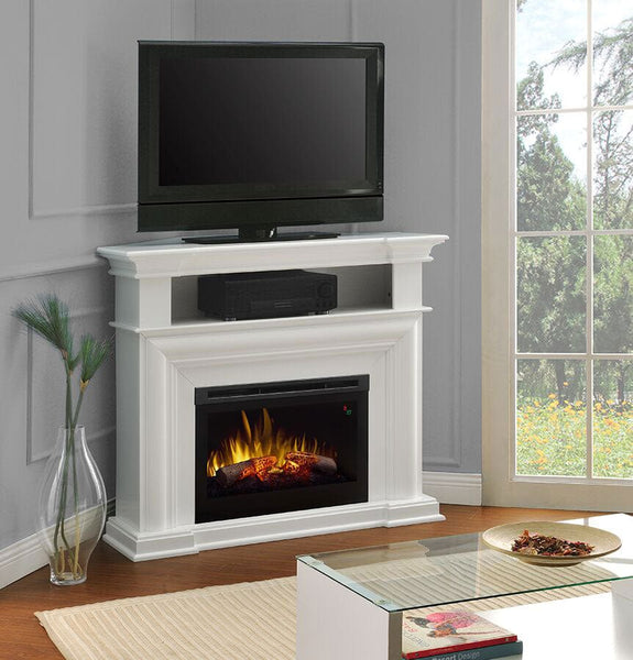 Colleen Wall or Corner Electric Fireplace Media Console in White Electric Fireplaces Direct