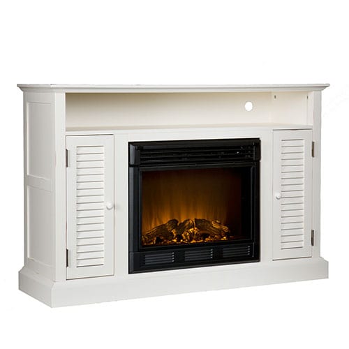 Antebellum Electric Fireplace Media in Antique White FE9306