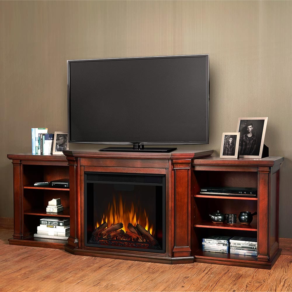 Schonwald シェーンバルド シナリオプレゼンター セット　木枠　ブラウン Valmont Electric Fireplace TV Stand in Dark Mahogany | Electric