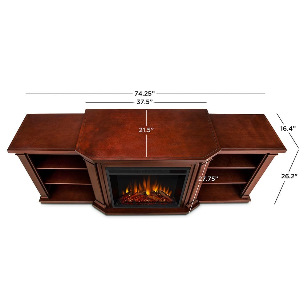 Valmont Electric Fireplace TV Stand in Dark Mahogany | Electric