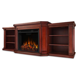 Valmont Electric Fireplace TV Stand in Dark Mahogany | Electric