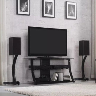 Bell'O Gloss Black Metal & Glass Flat Panel AV Table | Electric