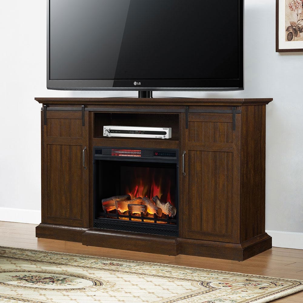 Manning Infrared Electric Fireplace TV Stand in Espresso Manning Infrared Electric Fireplace TV Stand in Espresso