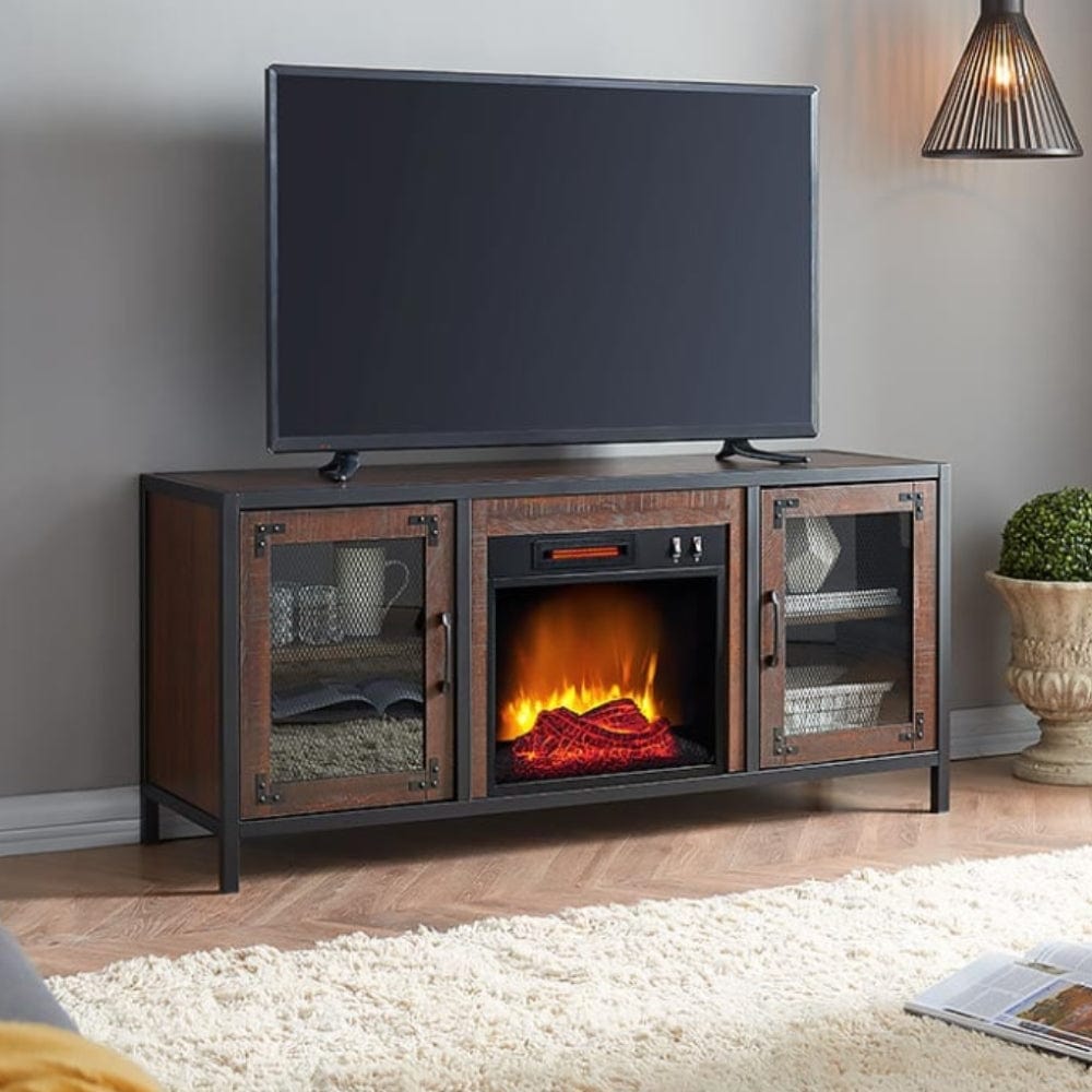 Hearthpro Matthew Electric Fireplace Media Console in Brown - SP6556-OF, image size:1000x1000