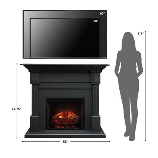 Modern Ember Augustine 55-in Electric Fireplace Mantel Package in