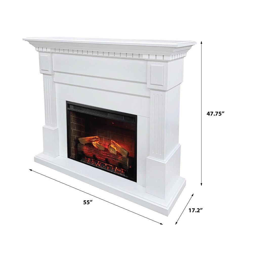 Modern Ember Augustine 55-in Electric Fireplace Mantel Package in