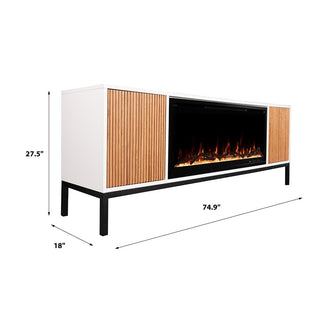 Emory 74-in Smart White Electric Fireplace TV Stand | Electric