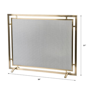 Gatsby Single Panel Fireplace Screen in Aged Brass | Electric