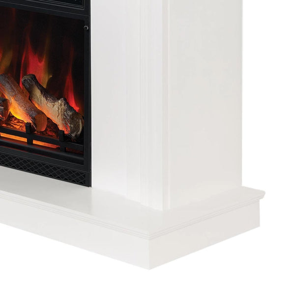 Modern Ember Larimore Electric Fireplace Mantel Package in White