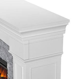 Deland Grand Electric Fireplace Mantel Package in White | Electric