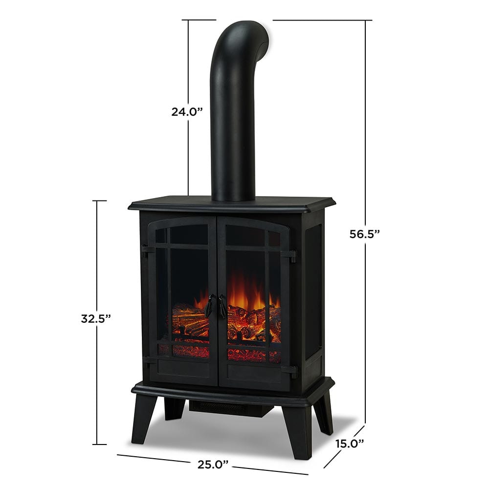 Foster Freestanding Electric Stove in Black Electric Fireplaces