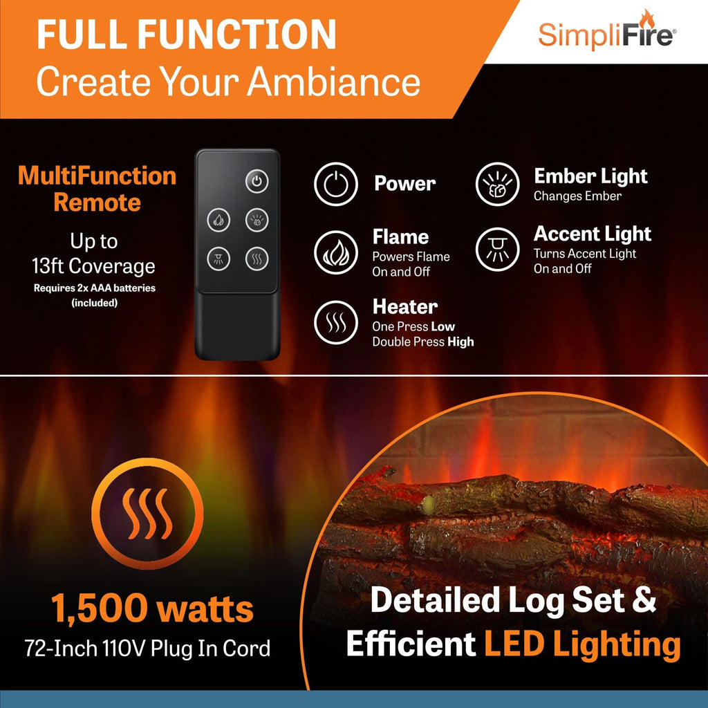 SimpliFire 32-In Built-In Electric Fireplace Insert | Electric