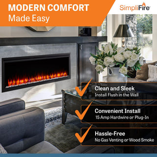 ブレインポッドスリム『AHPL』 SimpliFire 60-in Allusion Platinum Wall Mount Electric Fireplace