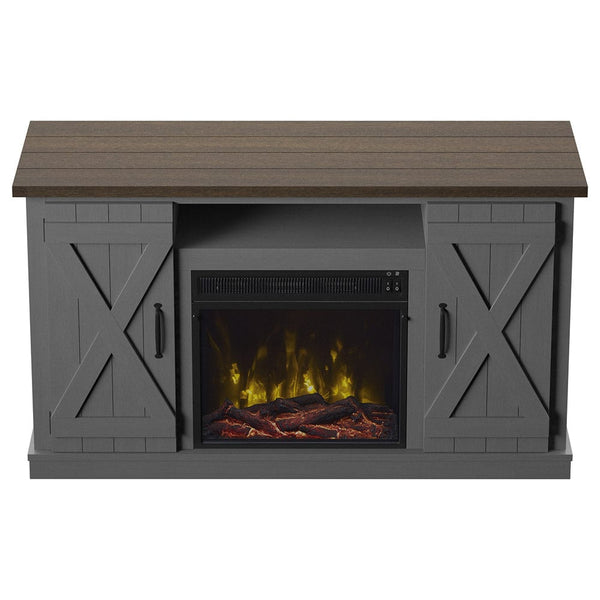 Killian Electric Fireplace Media Console in Huron Gray Electric
