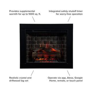 Modern Ember Uptown 28-In Smart Electric Fireplace Insert & Trim