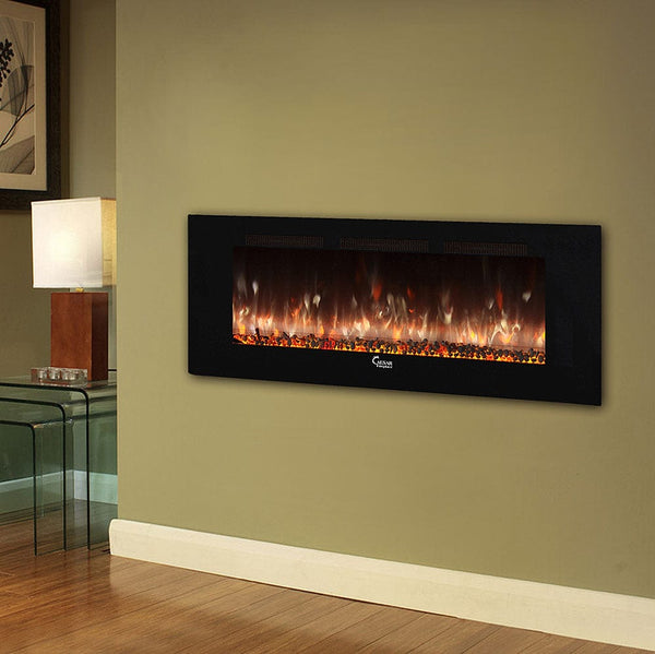Caesar Fireplace 60-In Wall Mount Electric Fireplace w/ Back