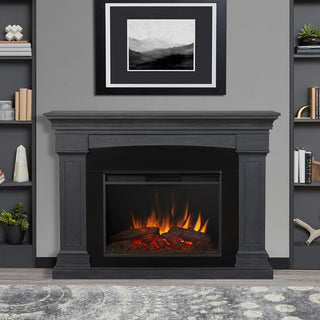 Deland Grand Electric Fireplace Mantel Package in Gray | Electric