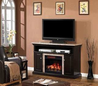 Brighton Electric Fireplace Media Console in Coffee Black