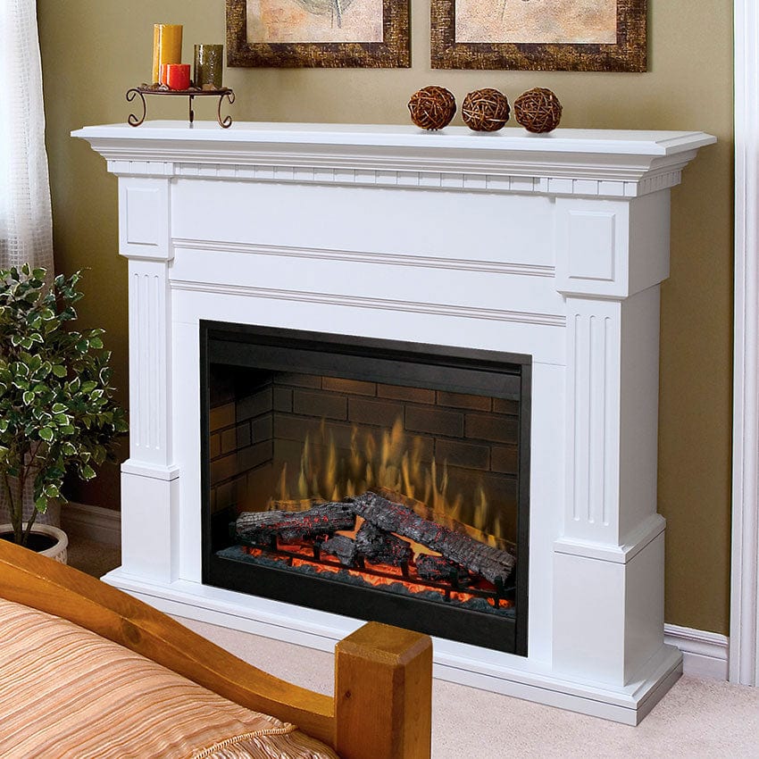 Essex Electric Fireplace Mantel Package in White | Electric