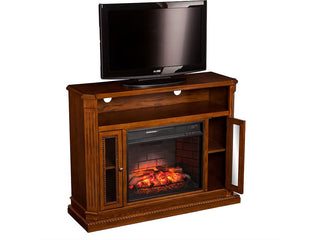 Atkinson Infrared Electric Fireplace Media Console in Rich Brown